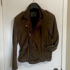 Chocolate Suede Goat Leather Biker Jacket